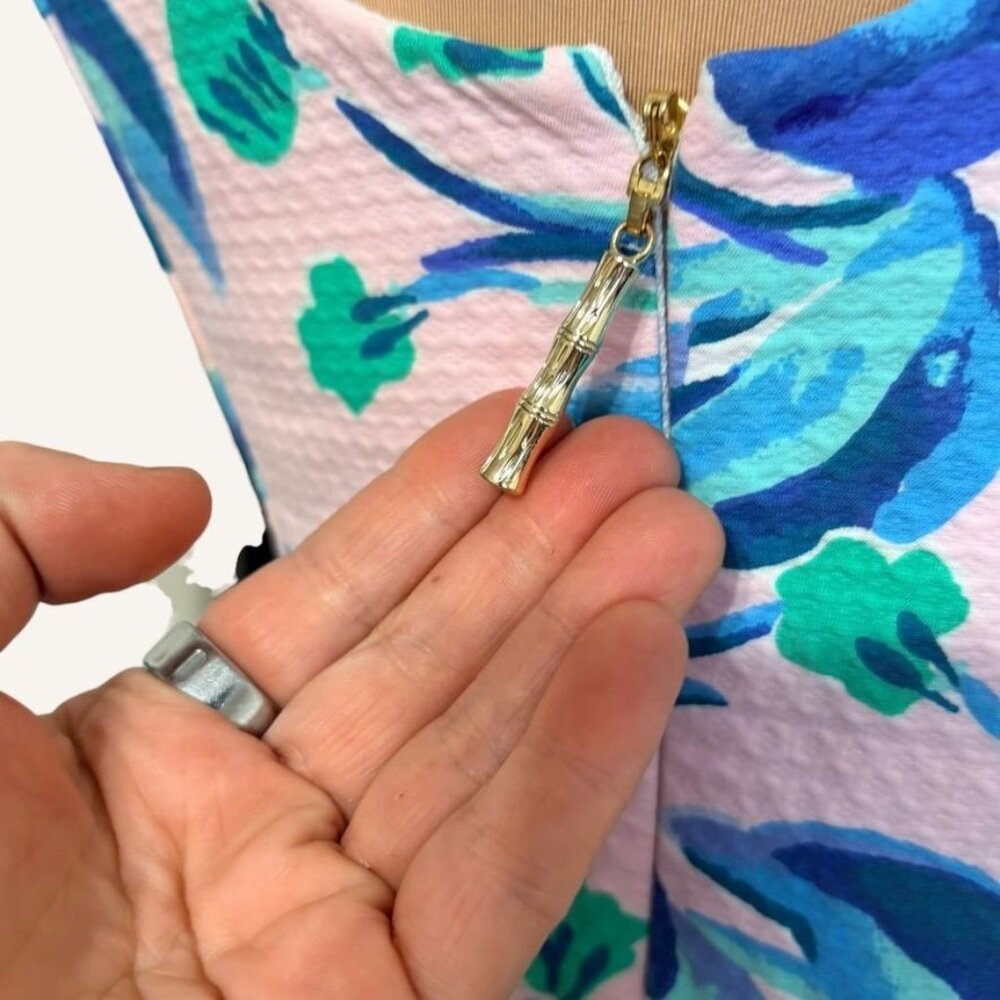 Lilly Pulitzer Pique Mila Shift Dress 0 Lilac Blue Multi Floral Resortwear EUC - Picture 5 of 7